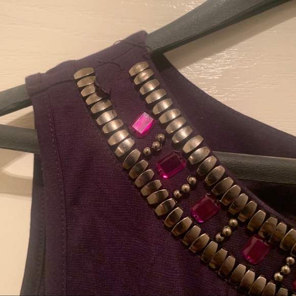Purple Bejewled Flare Tail Dress - Picture 15 of 16